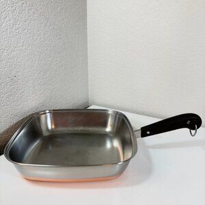 VTG Revere Ware Pre '68 11in Square "Big Bacon" Skillet Copper Clad NO Lid